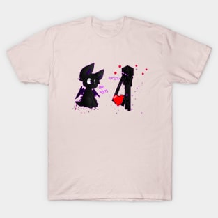 minecraft ender man in love with ender dragon valentine T-Shirt